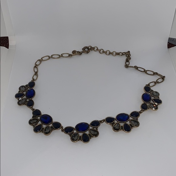 J Crew Blue and Rhinestone Statement Necklace - Picture 4 of 9